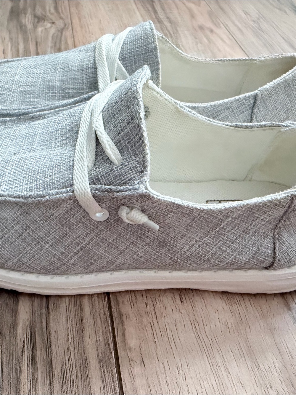 SHEIN Gray Canvas Slip-On Sneakers with White Laces